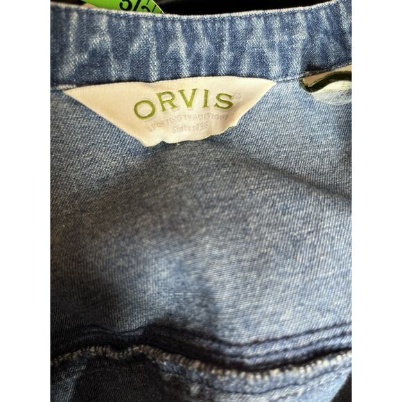 Orvis Blue Denim Dress Size 8 Medium All Cotton Deep Pockets Button Up - Picture 9 of 11